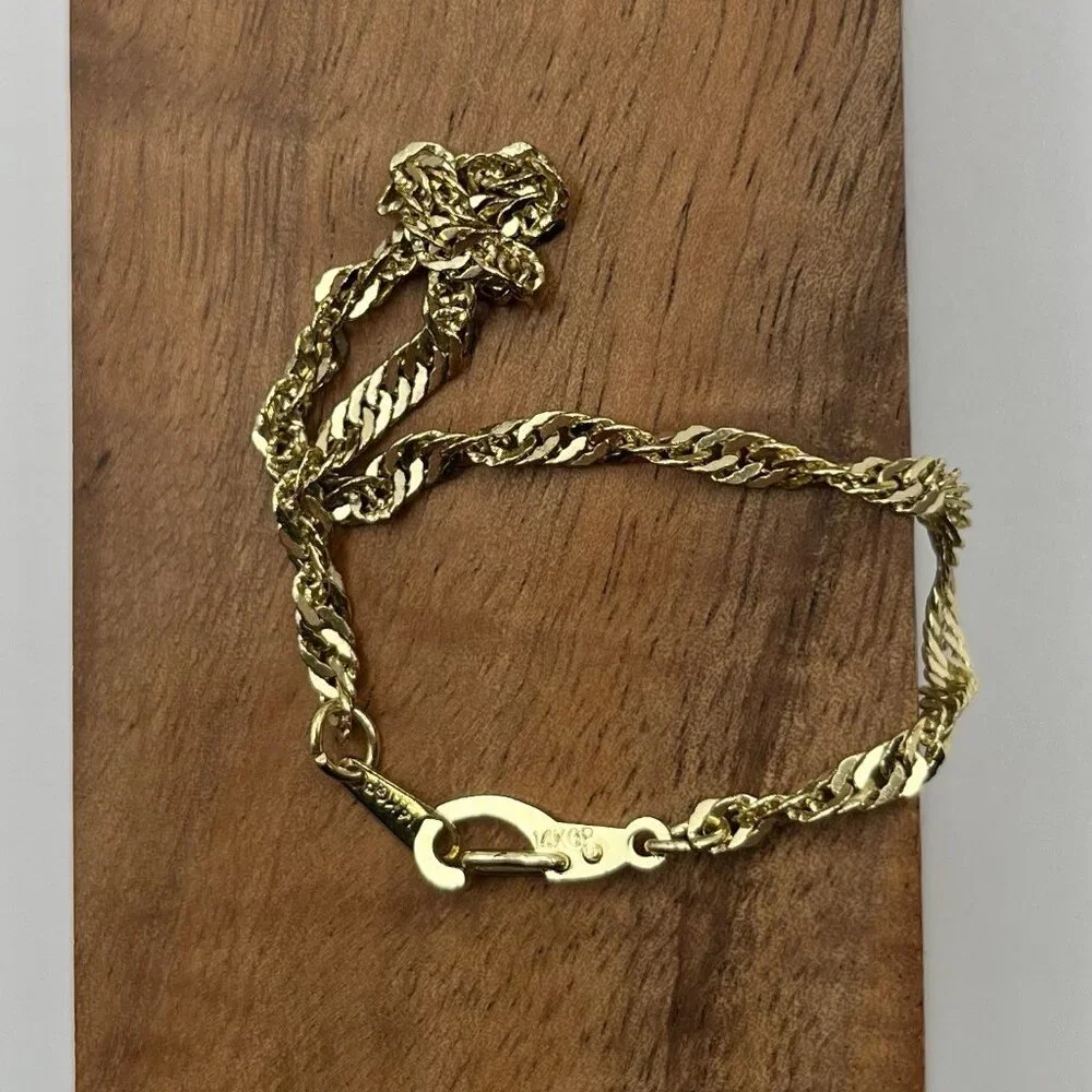 Vintage 14K Gold Plated Twisted Rope Chain Bracelet Retro Coquette 14KGP Glam